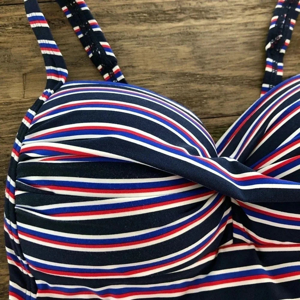 Nip Tuck‎ Womens size US 6 Striped One Piece Swimsuit Patriotic Navy adjustable